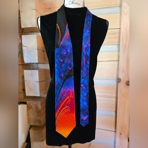 Vitaliano Pancaldi Vibrant Multicolor Silk Tie - Blue to Orange Gradient